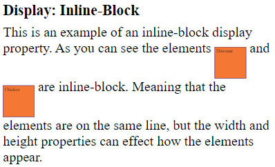 Example of what display: inline-block property would look like on a website