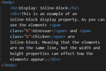 HTML content to have display: inline-block property applied