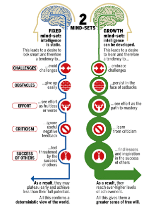 Graphical image of fixed vs growth mindsets